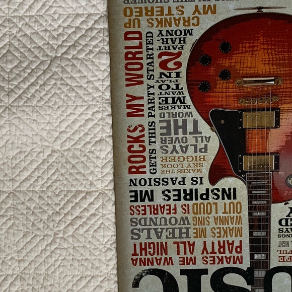 Guitar Metal Sign with Music Words Distressed Look - Picture 5 of 11